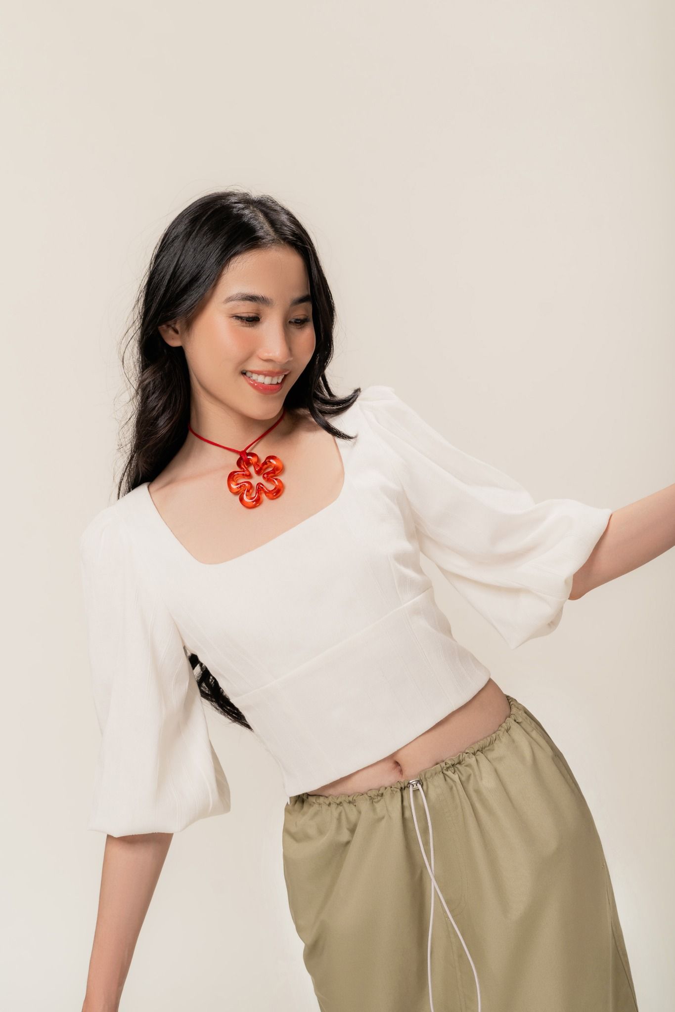  White Puff Sleeve Top 