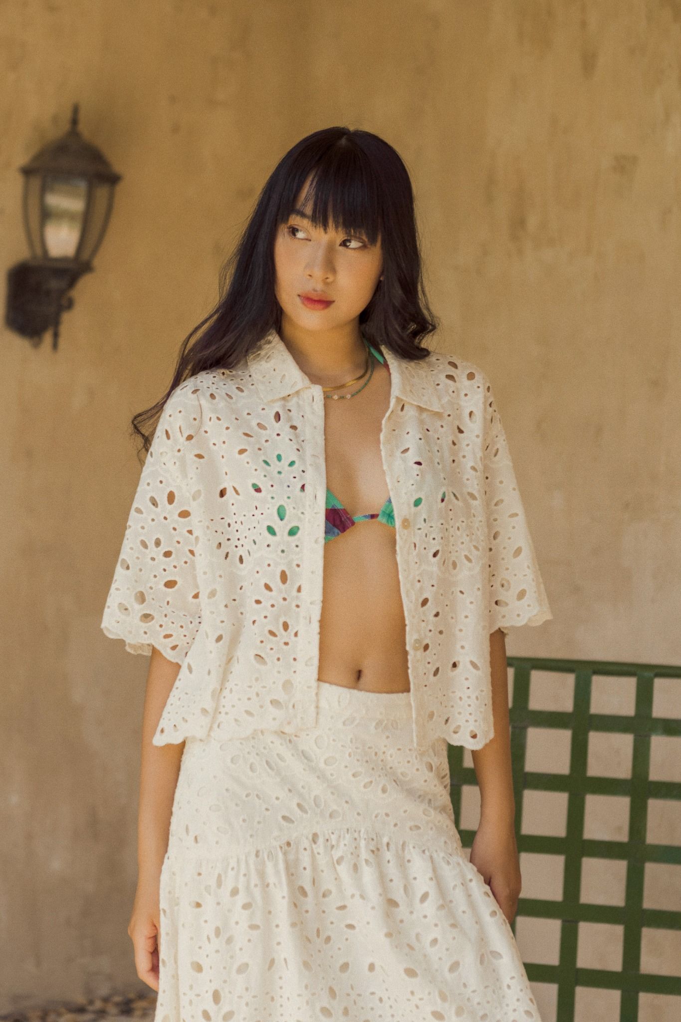  Ivory Oversized Eyelet Boxy Shirt 