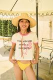  Cream Pink Neckline Printed Baby Tee 