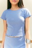  Áo thun cơ bản - Blue Textured Fitted Jersey Tee - LIBÉ 6118 