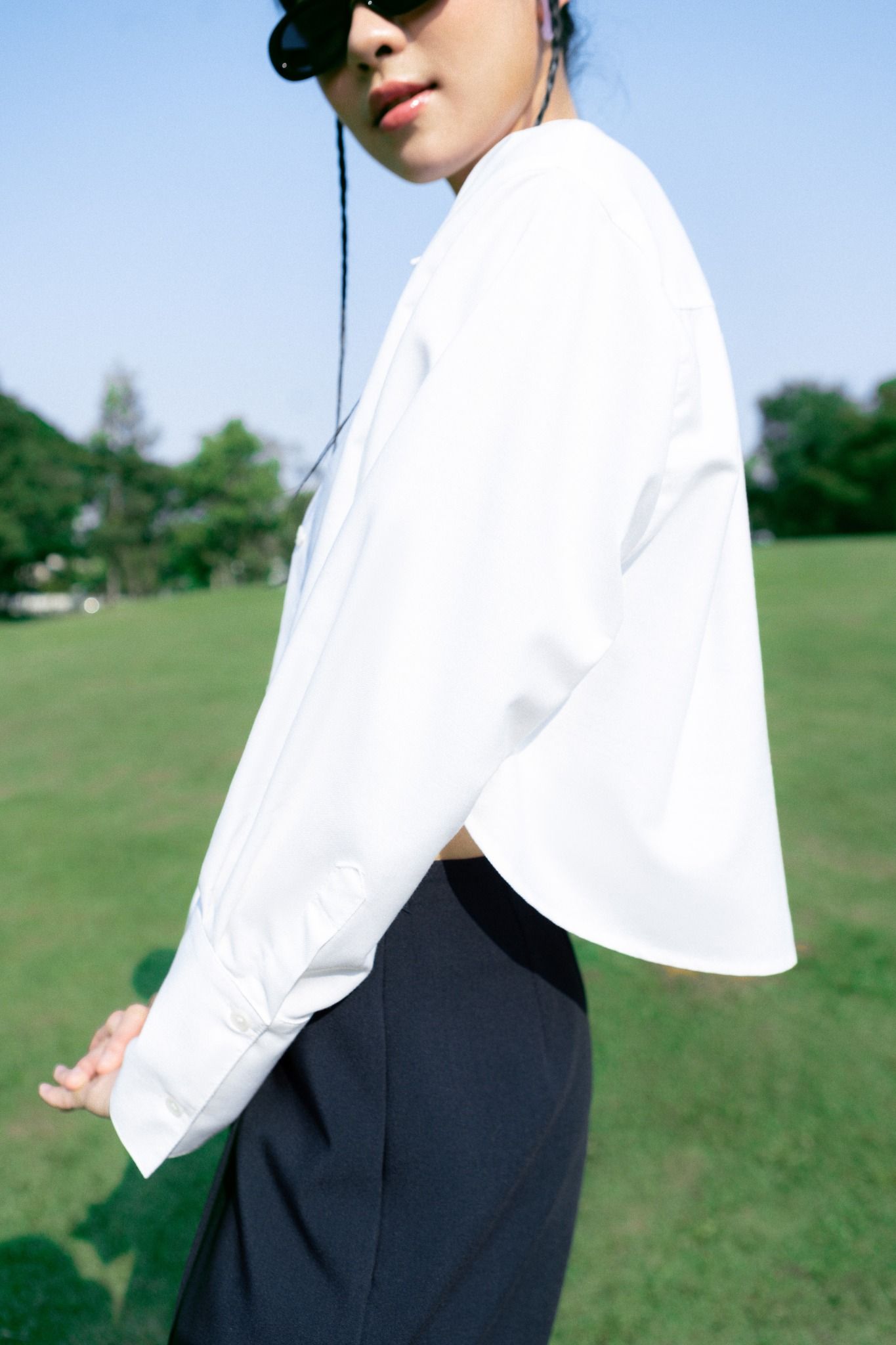 White Oxford Crop Shirt 