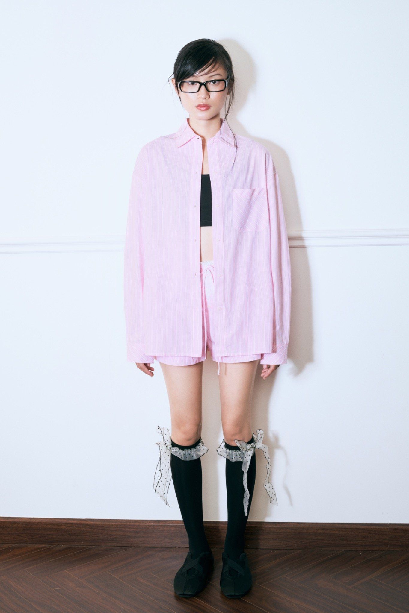  Striped Elastic Shorts 