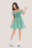  Đầm ngắn - Green Polka Dot Off Shoulder Mini Dress - LIBÉ 5881 