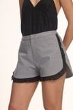  Houndstooth Shorts With Lace Trimming 