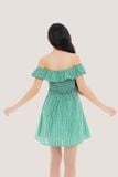  Đầm ngắn - Green Polka Dot Off Shoulder Mini Dress - LIBÉ 5881 