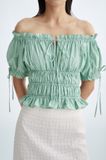  Ruched Tie Bow Top 