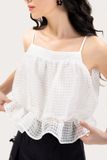  White Sheer Texture Bubble Top 