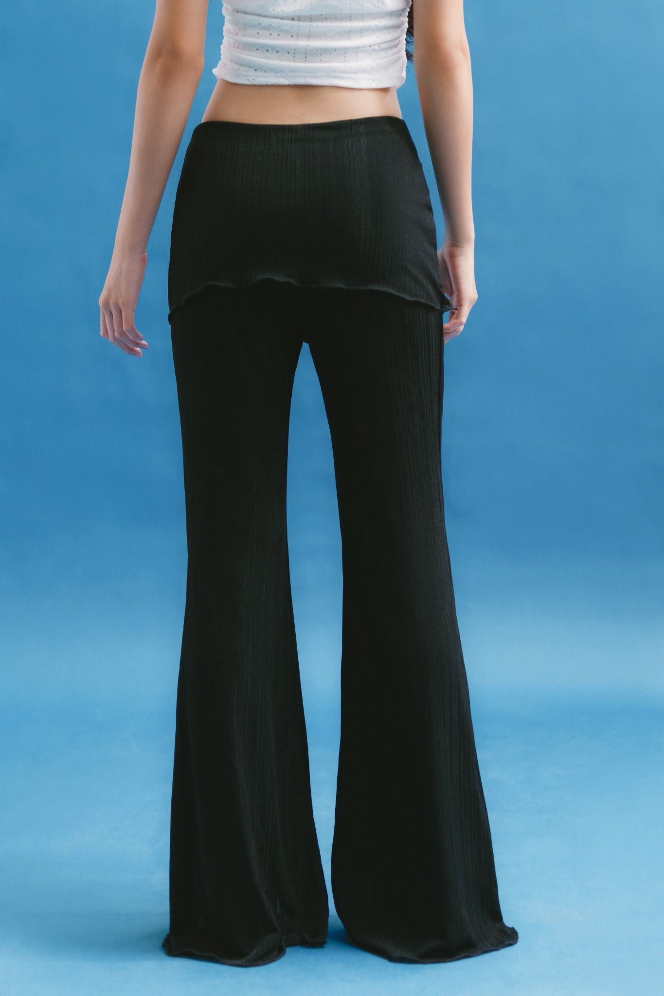  Black Stretch Flared Skirt Pants 