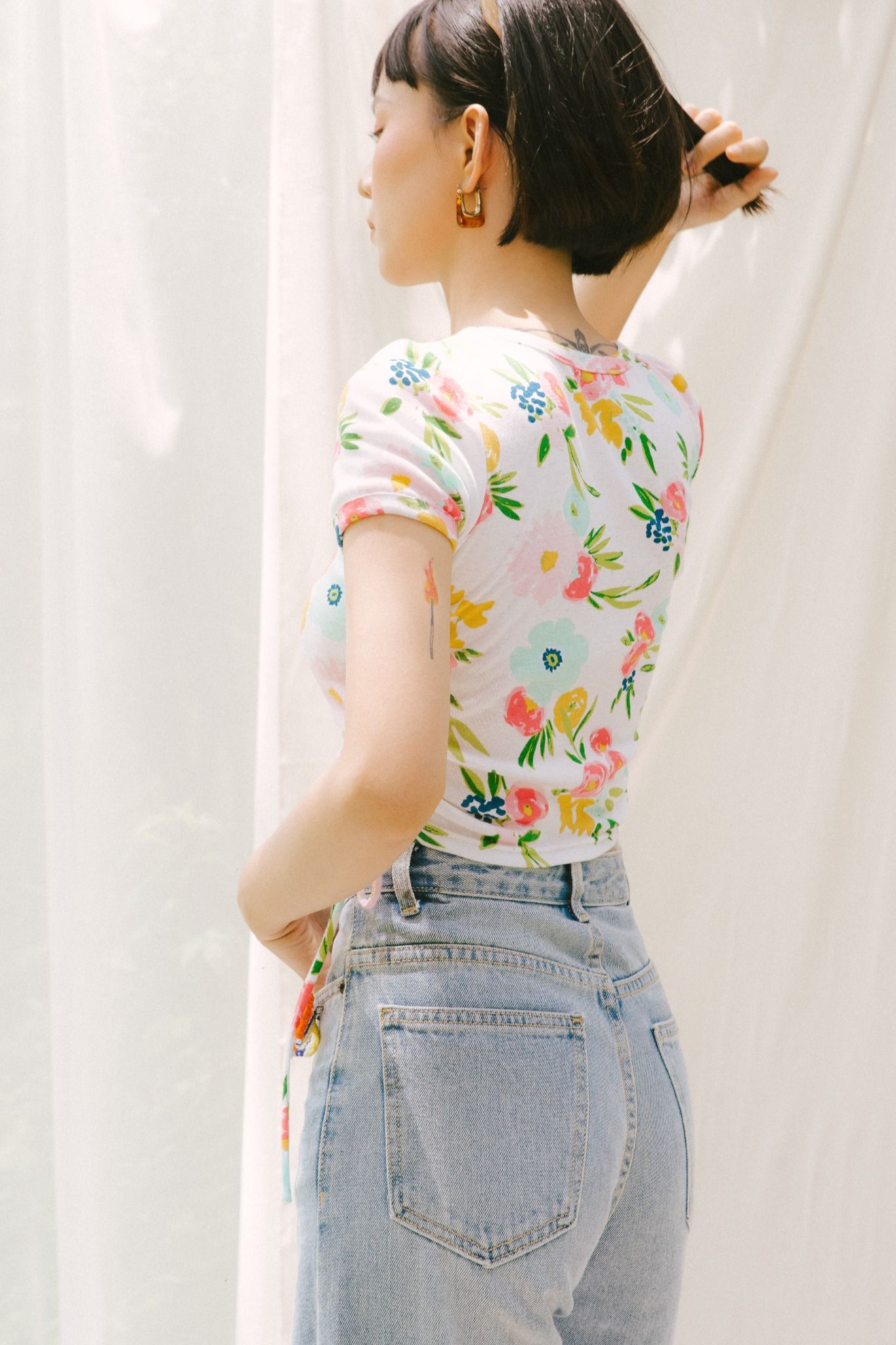  Floral Short Sleeve Top 