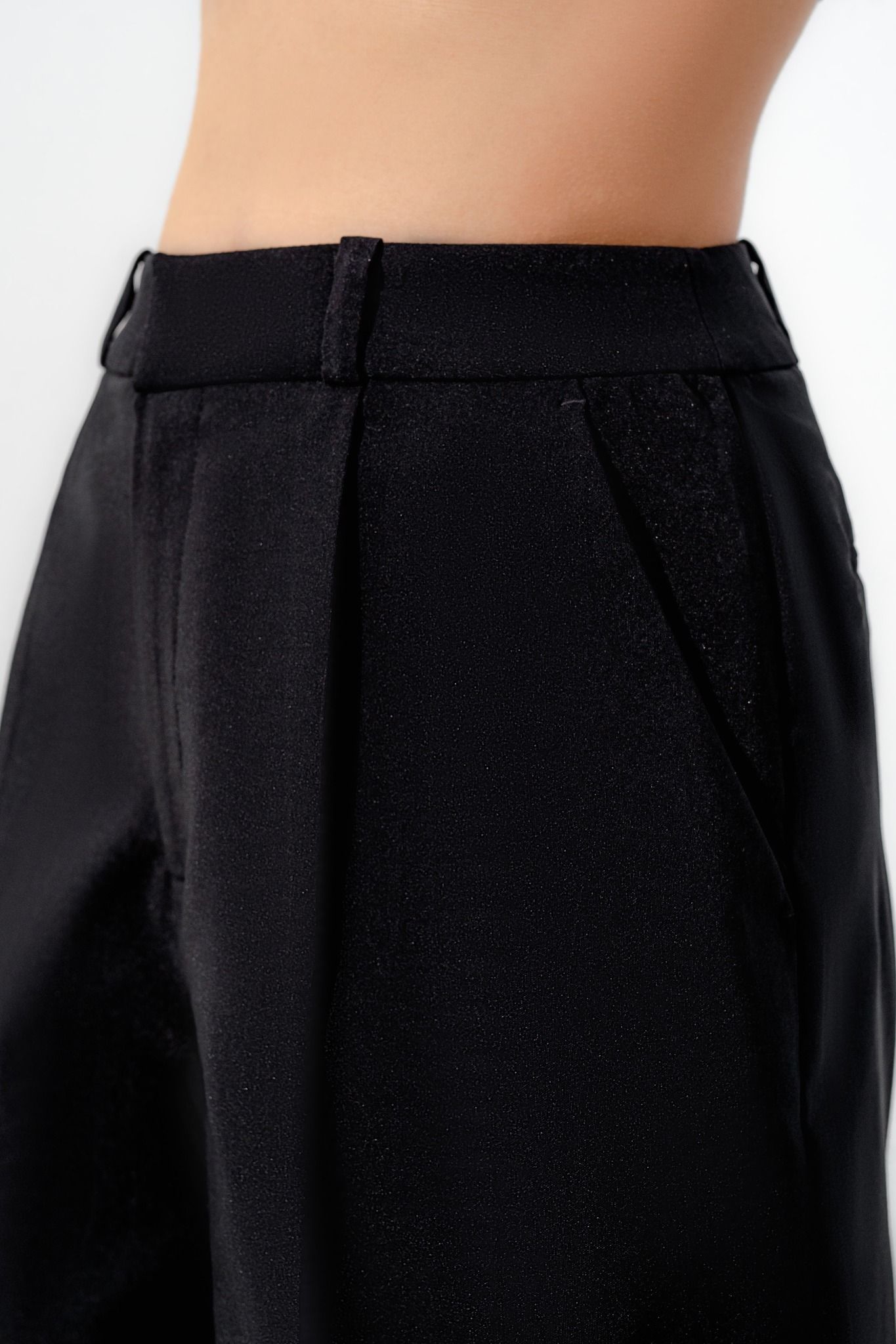  Black Pleated Bermuda Shorts 