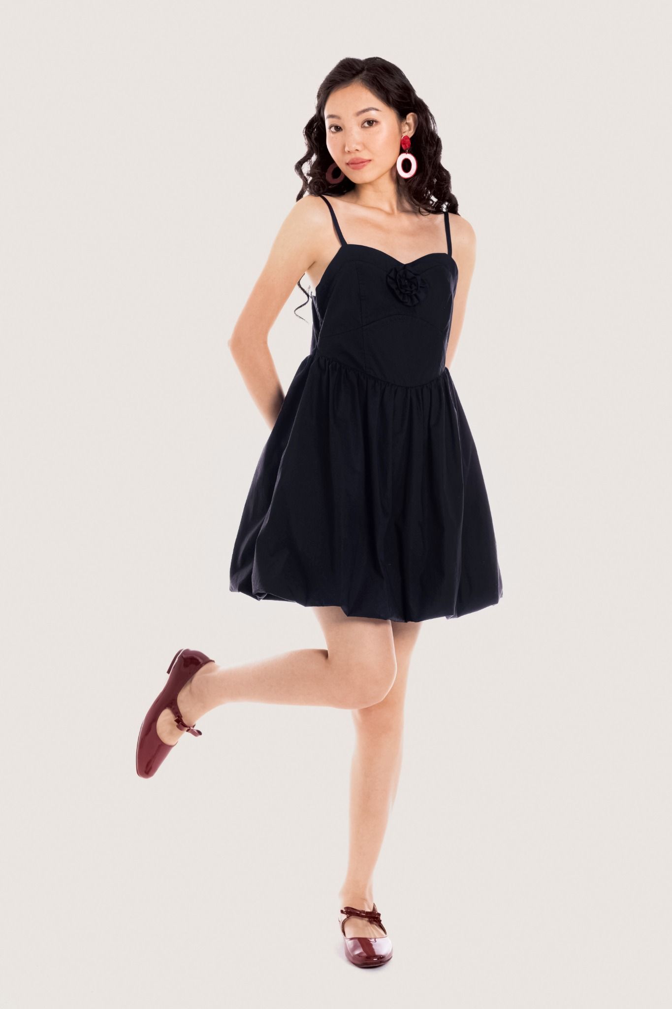 Black Floral Embellished Bubble Mini Dress – LIBÉ