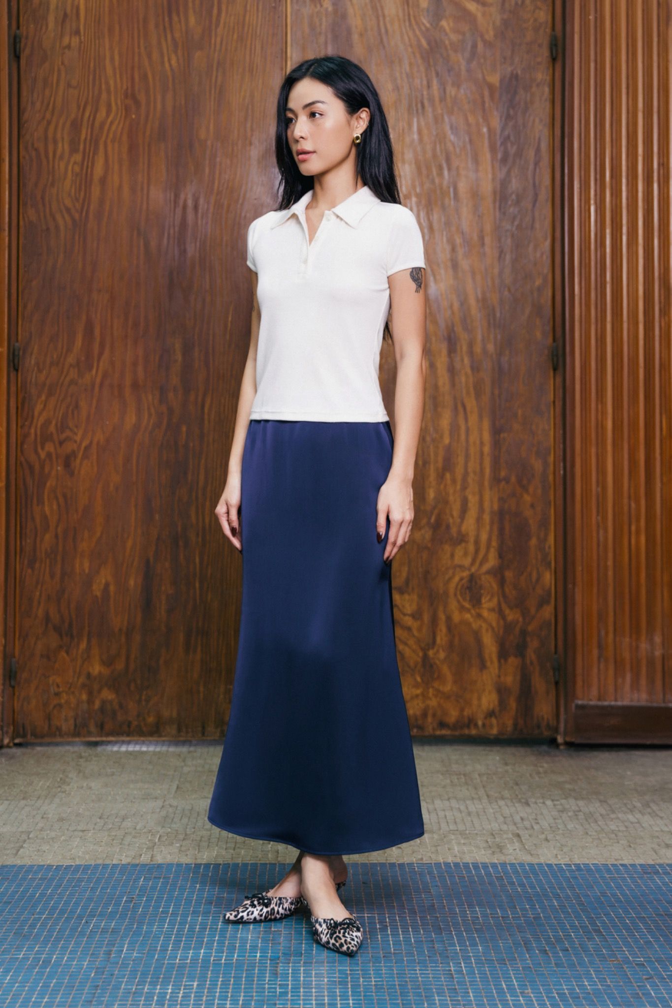  Silk Midi Skirt 