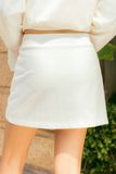  White Sporty Elastic Waistband Mini Skirt 