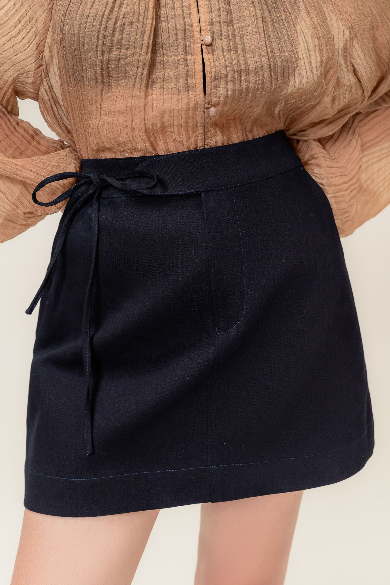  Deep Navy Khaki Mini Skirt 