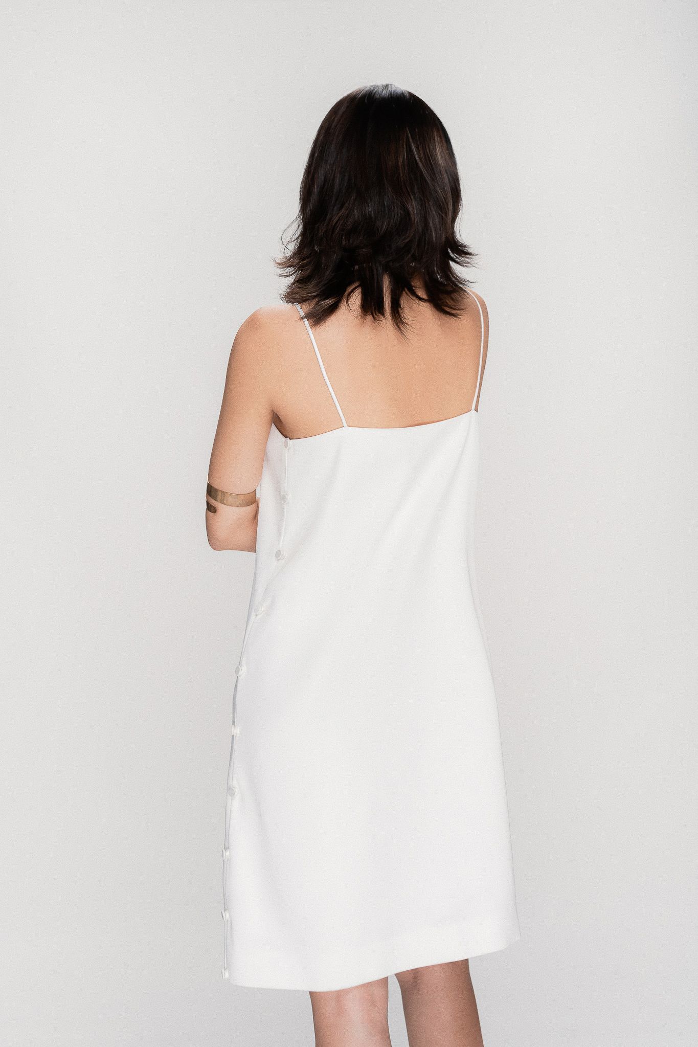  Button Side Silk Cami Dress 