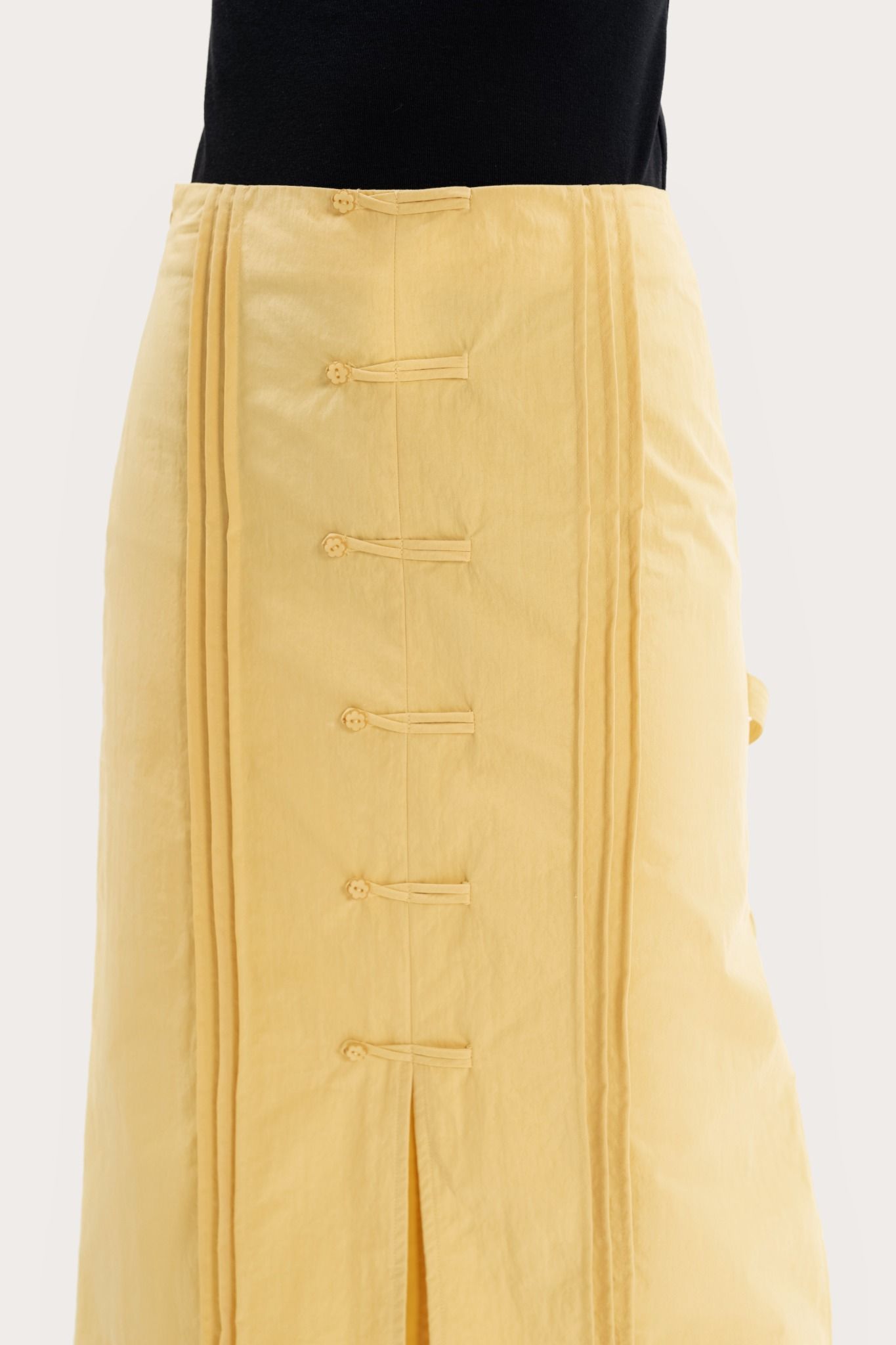  Yellow Buttons Parachute Midi Skirt 