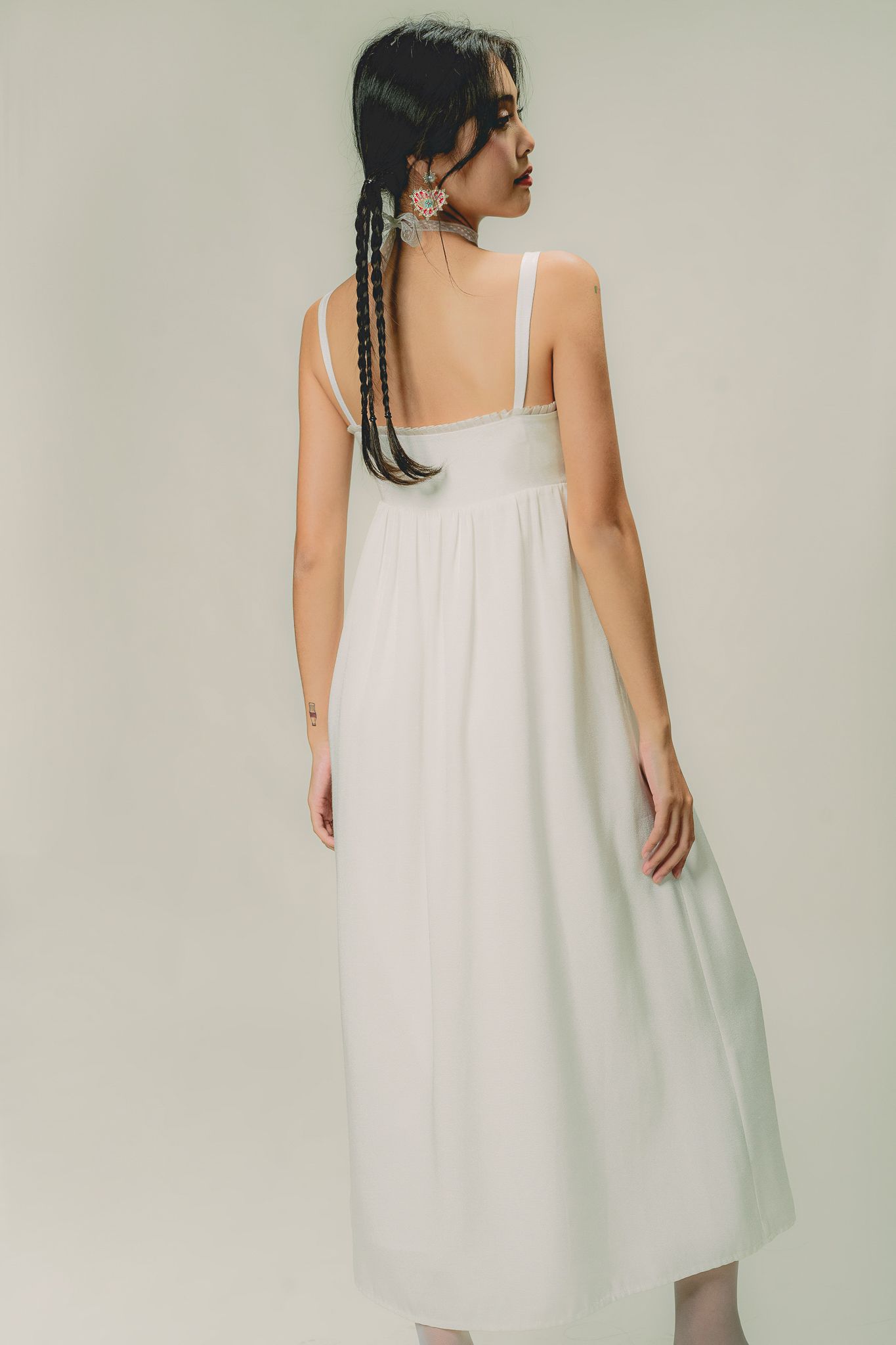  White Silky Cami Maxi Dress 