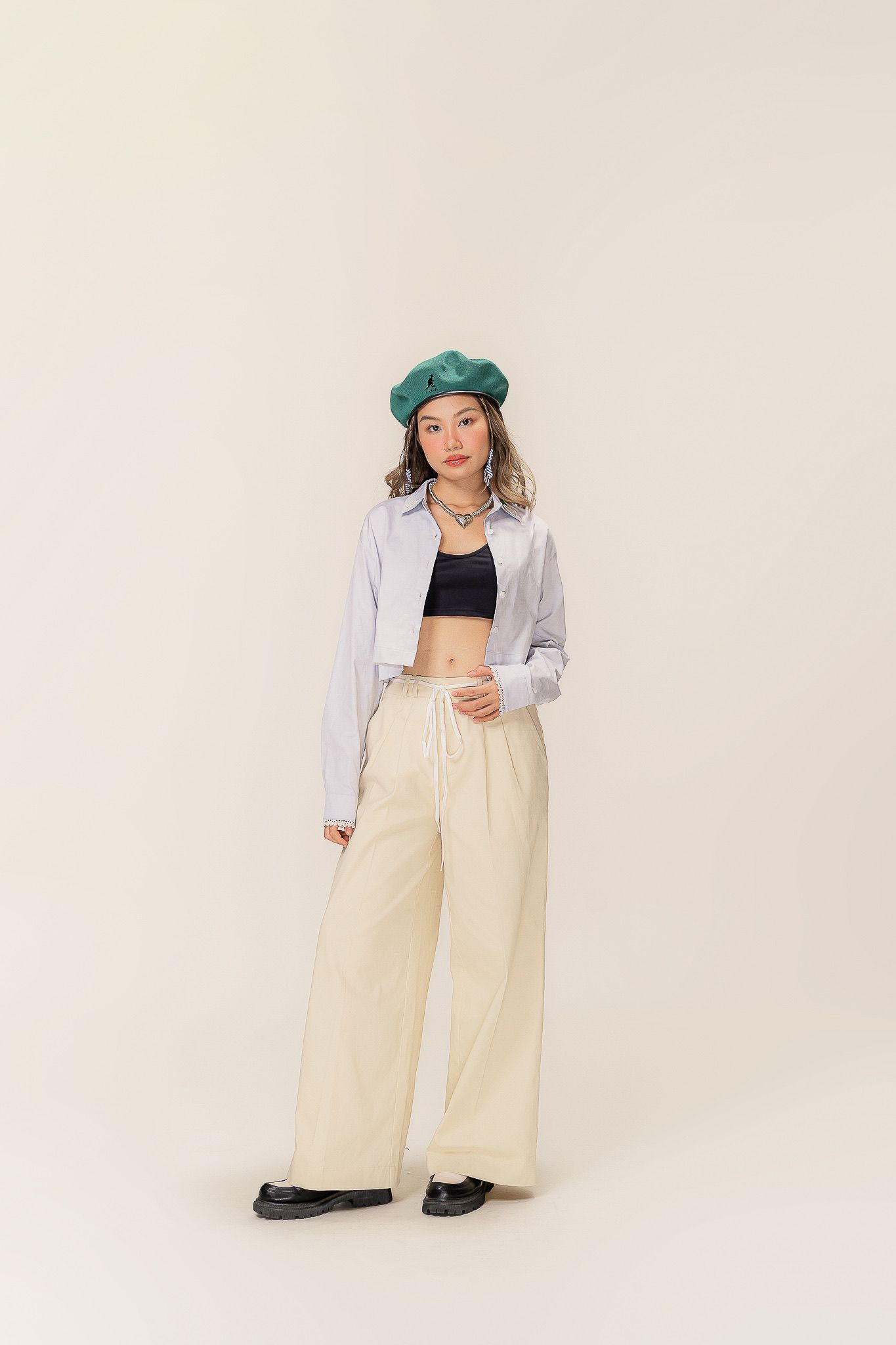 Classic Tailored Wide Leg Trousers in Khaki – LEXI + LOU