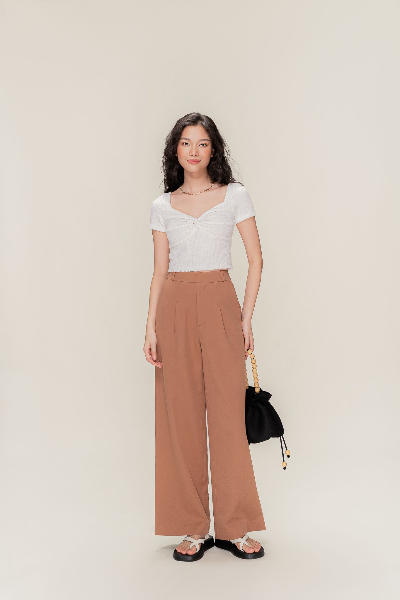 Brown Pleated Wide Leg Trousers – LIBÉ