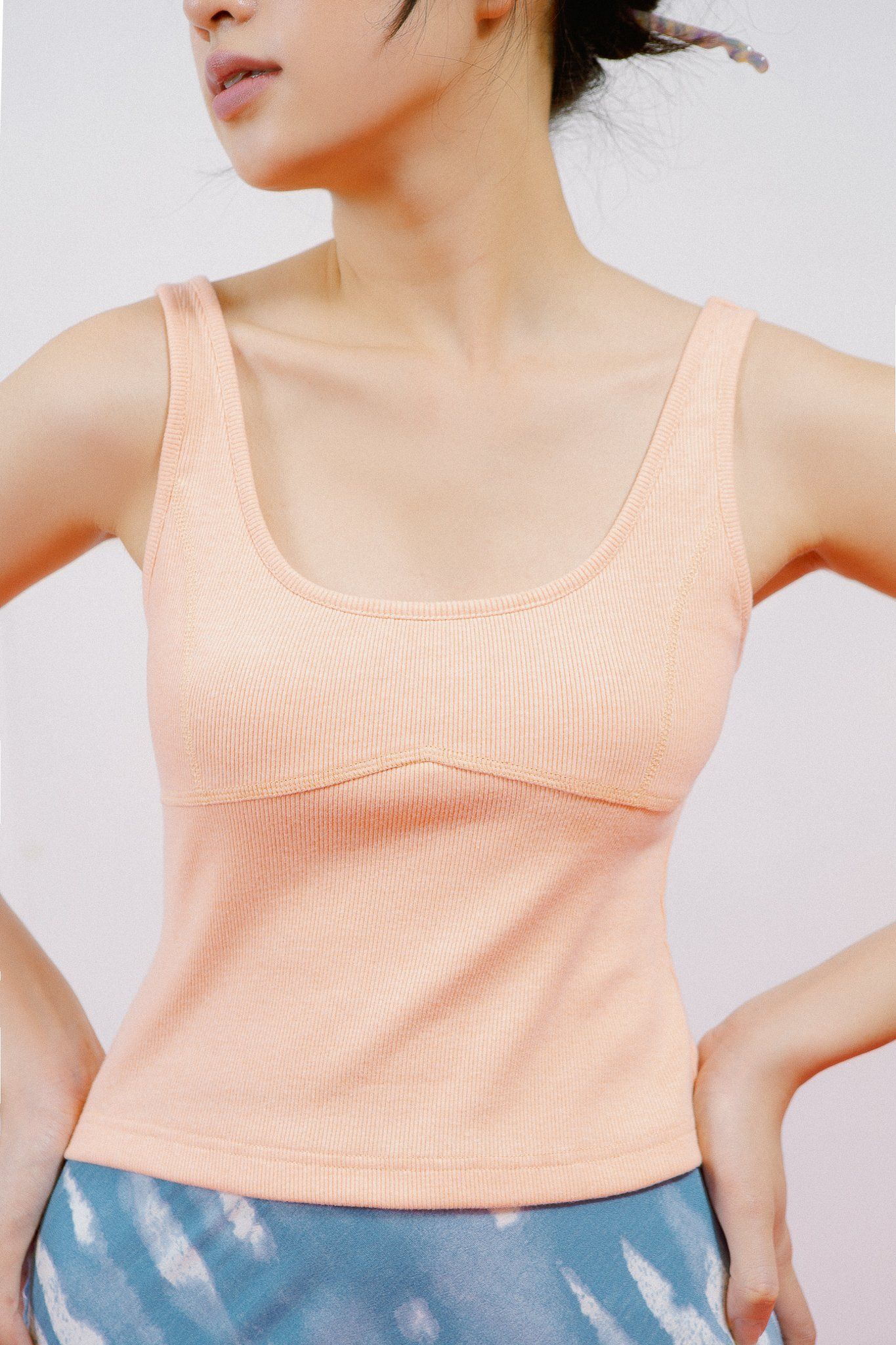  U-neck Tank Top - Peach 