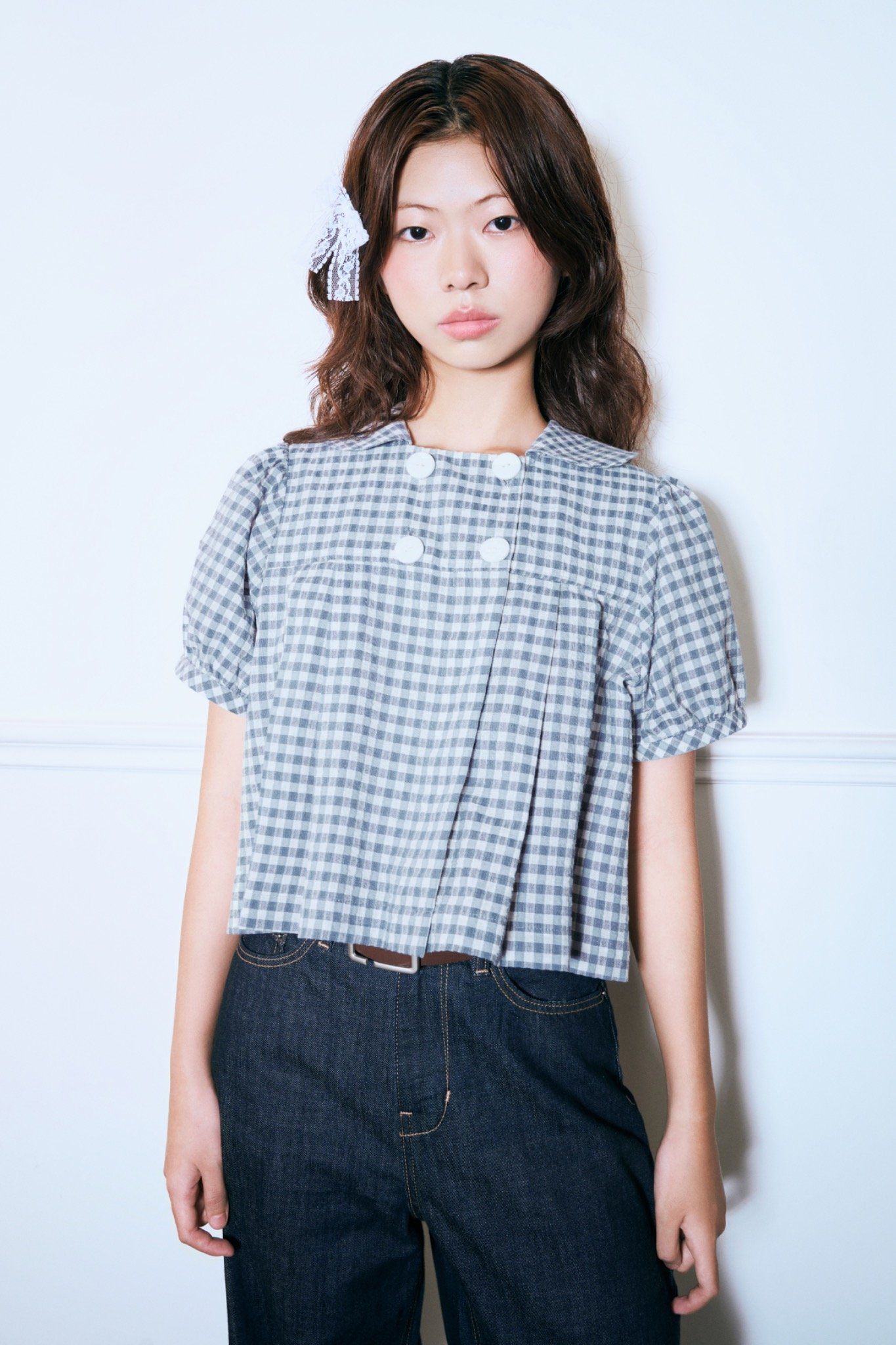  Gingham Babydoll Top 