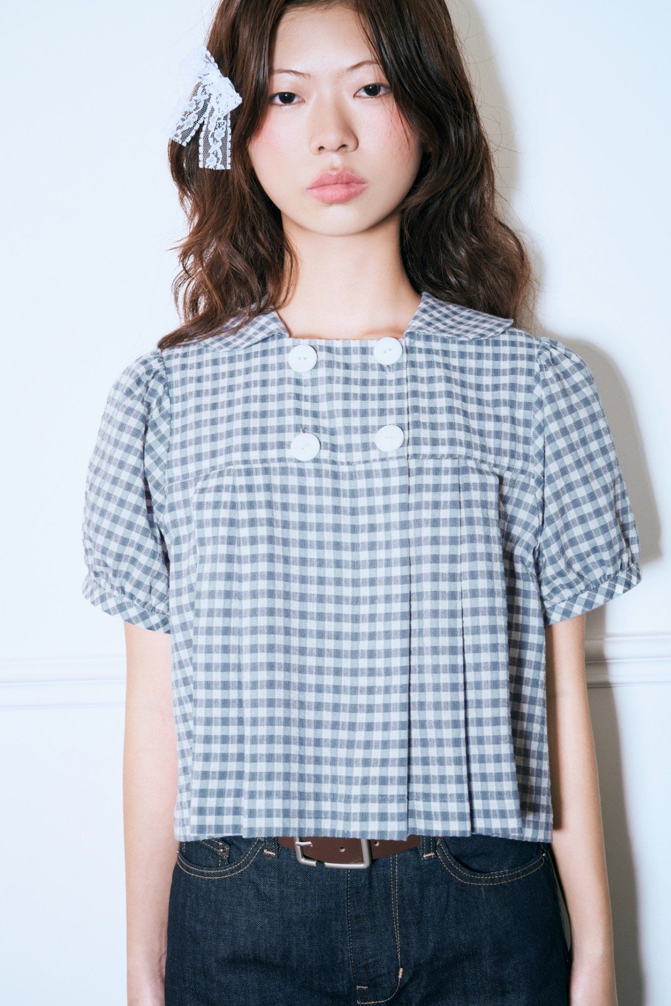  Gingham Babydoll Top 
