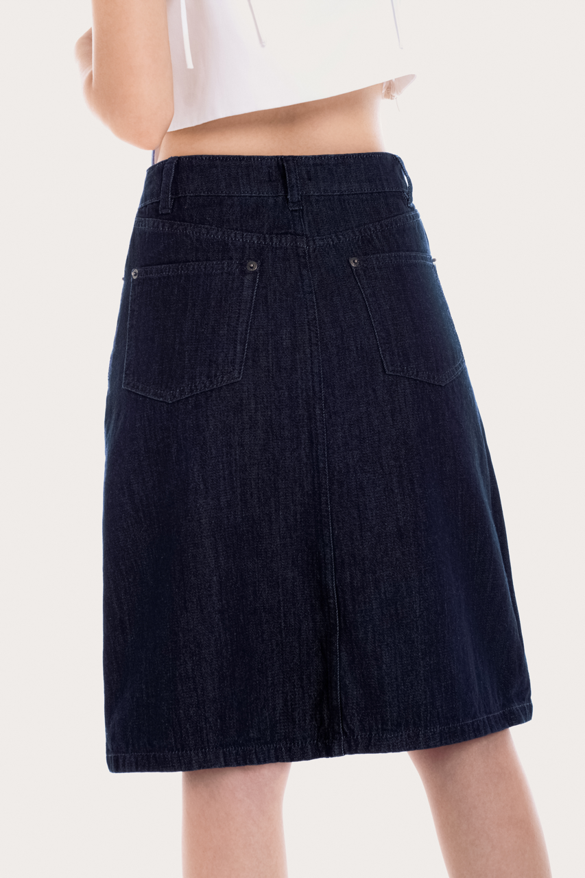  Indigo Denim Midi Skirt 