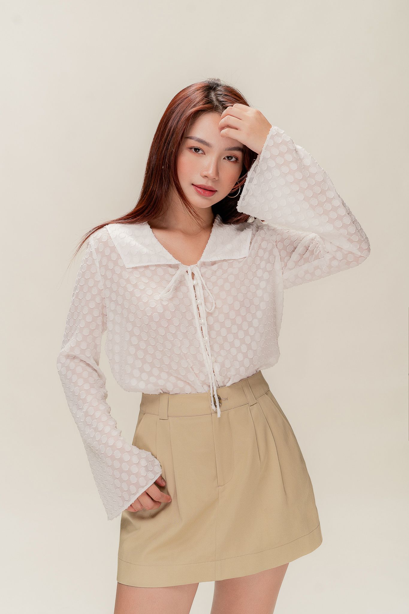  A-line Khaki Mini Skirt 