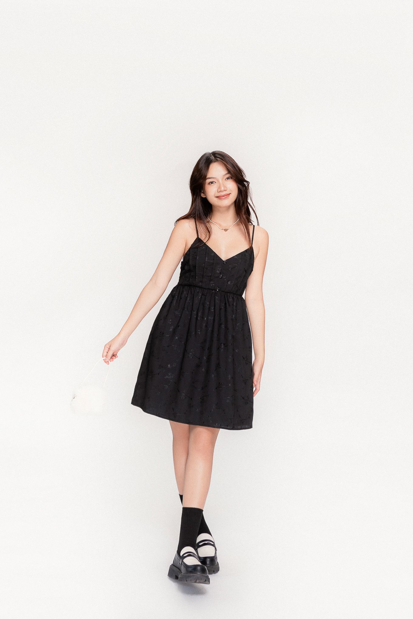 Black Floral Babydoll Dress LIBE