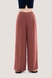  Brown Pleated Straight Leg Trousers 