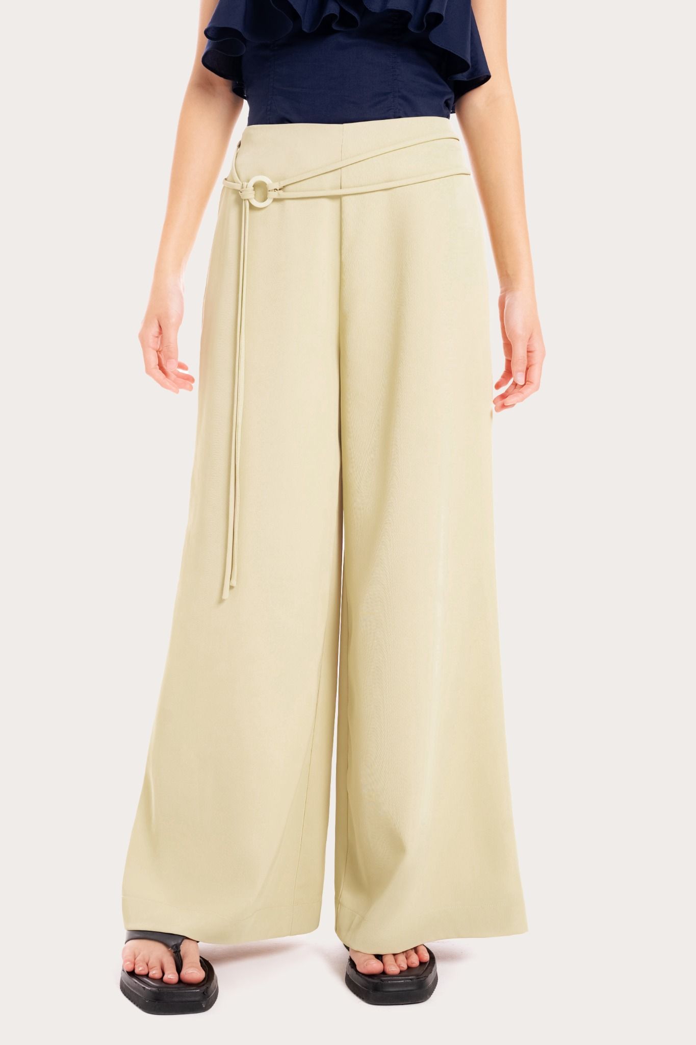  Cool Khaki Strappy Wide Leg Trousers 