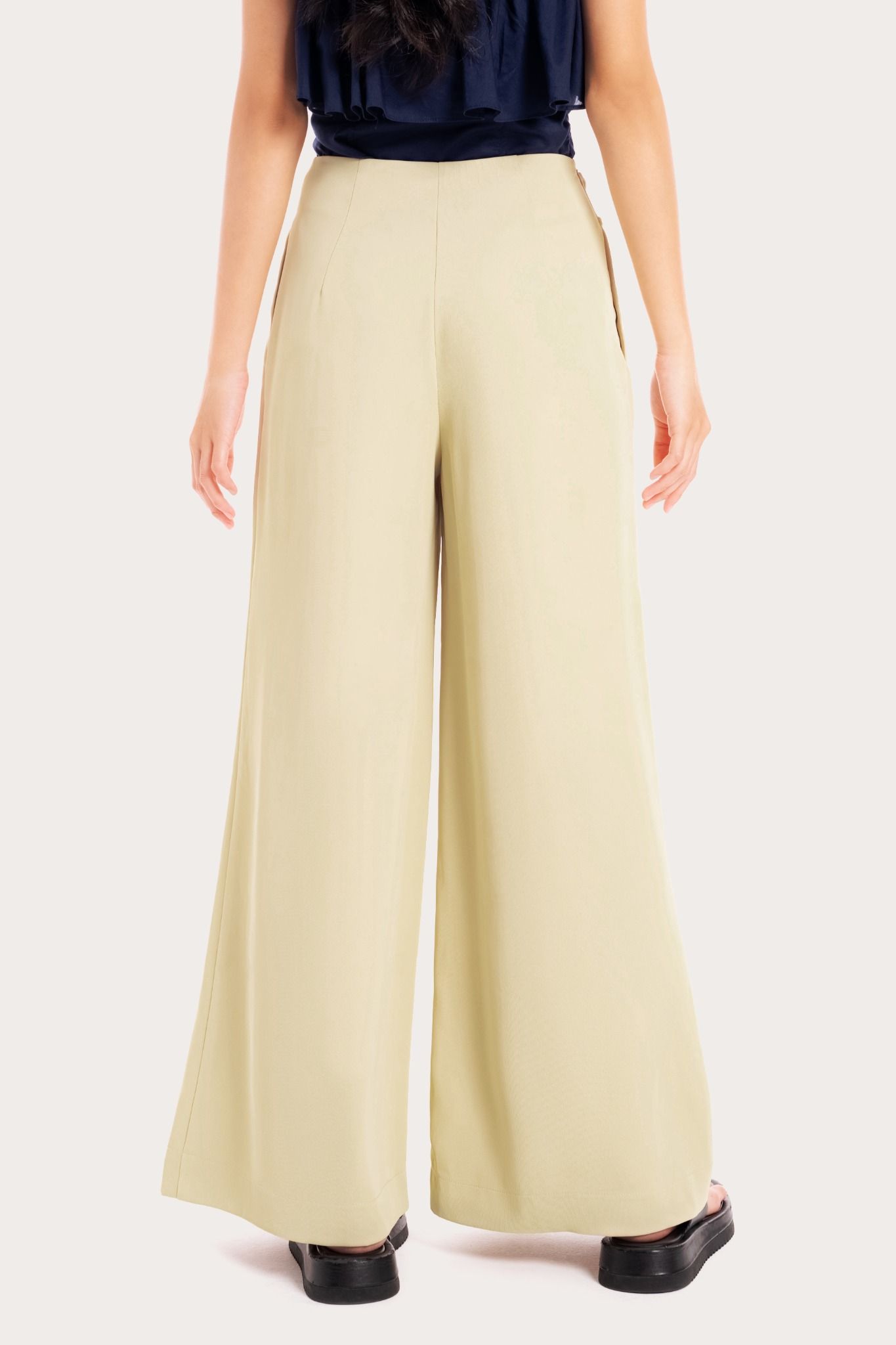  Cool Khaki Strappy Wide Leg Trousers 