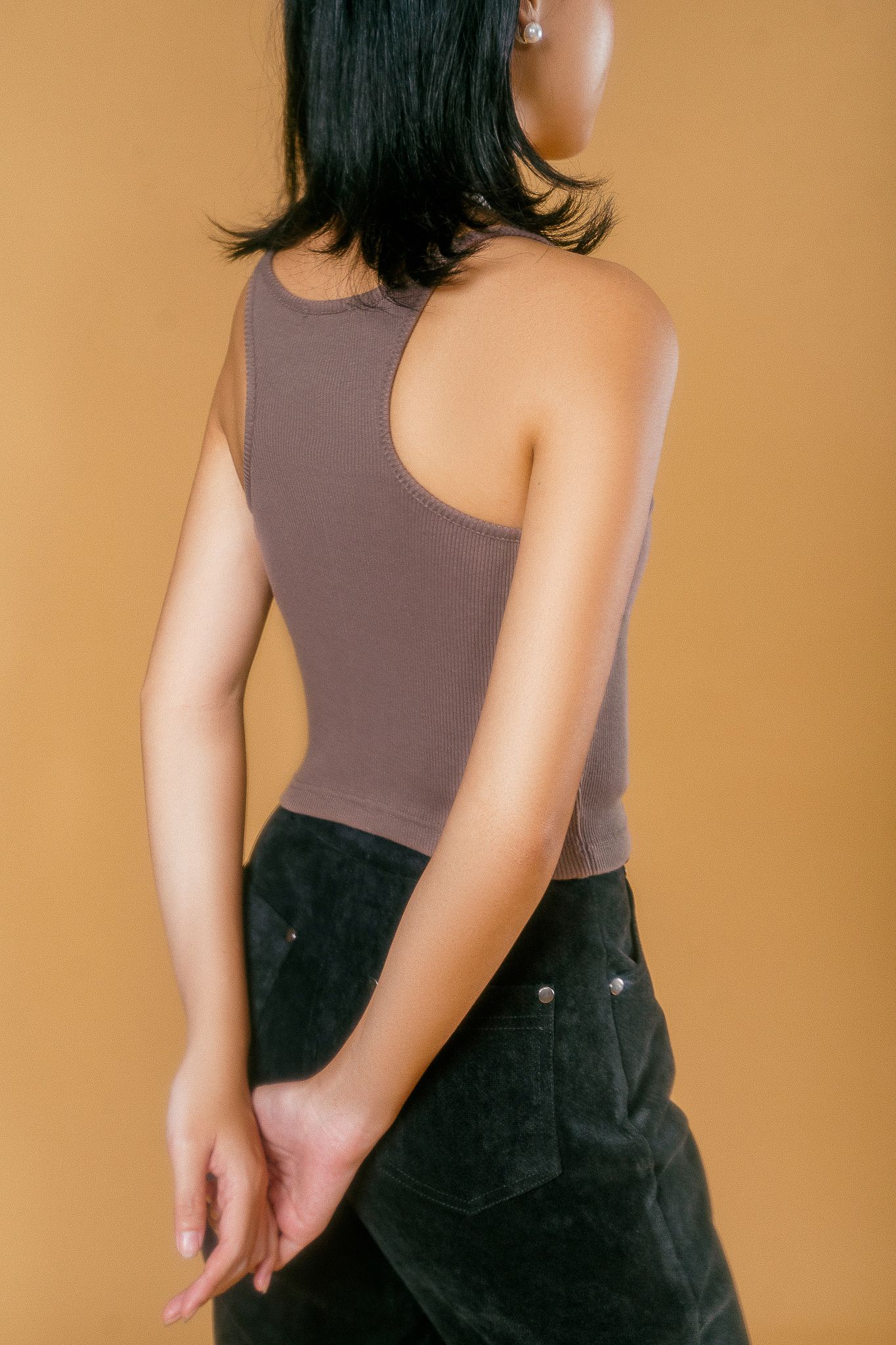  Saddle Brown Ribbed Tank Top 