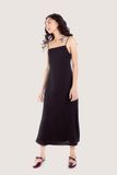  Black Trimming Back Silk Midi Dress 