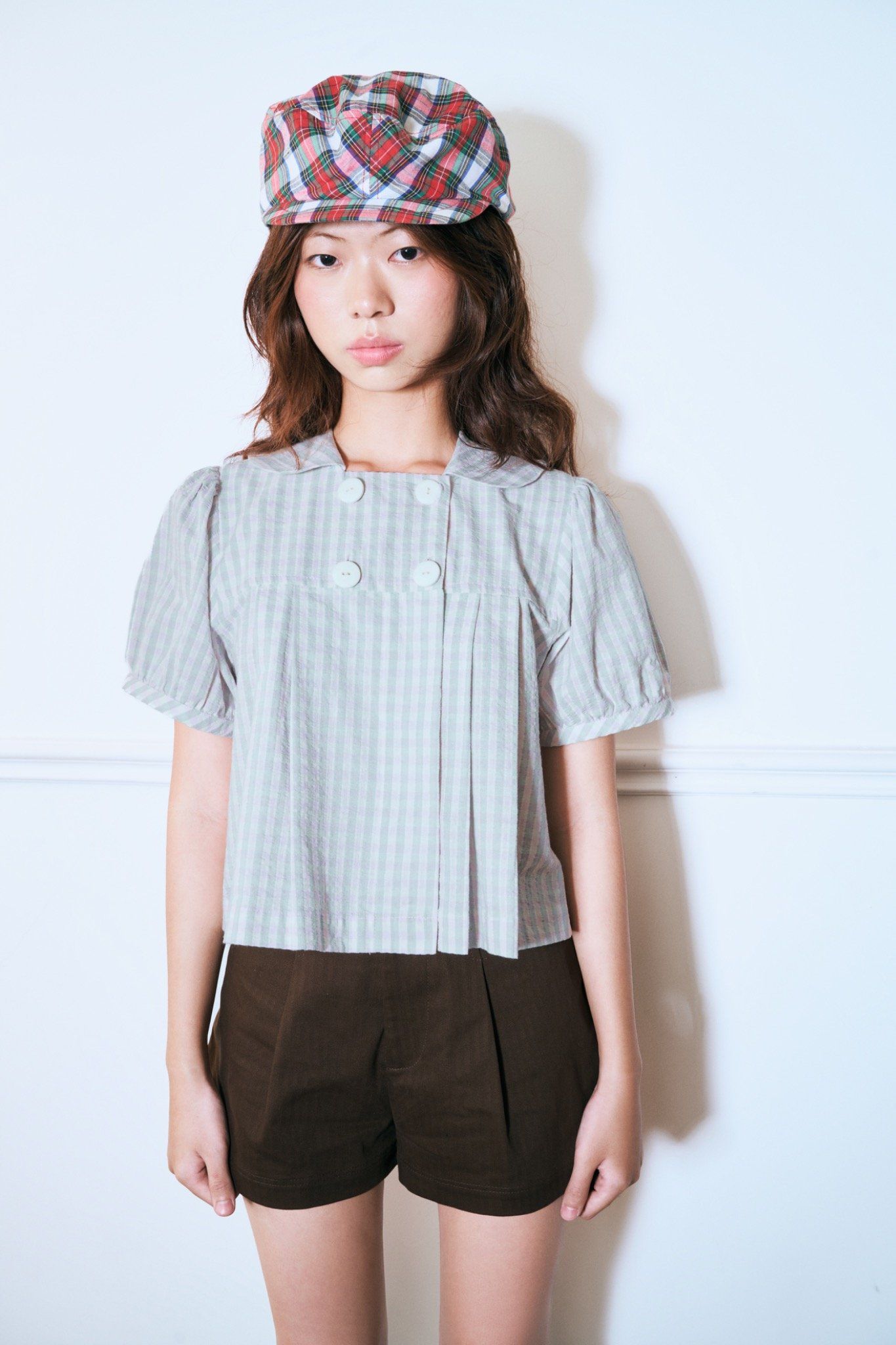  Gingham Babydoll Top 