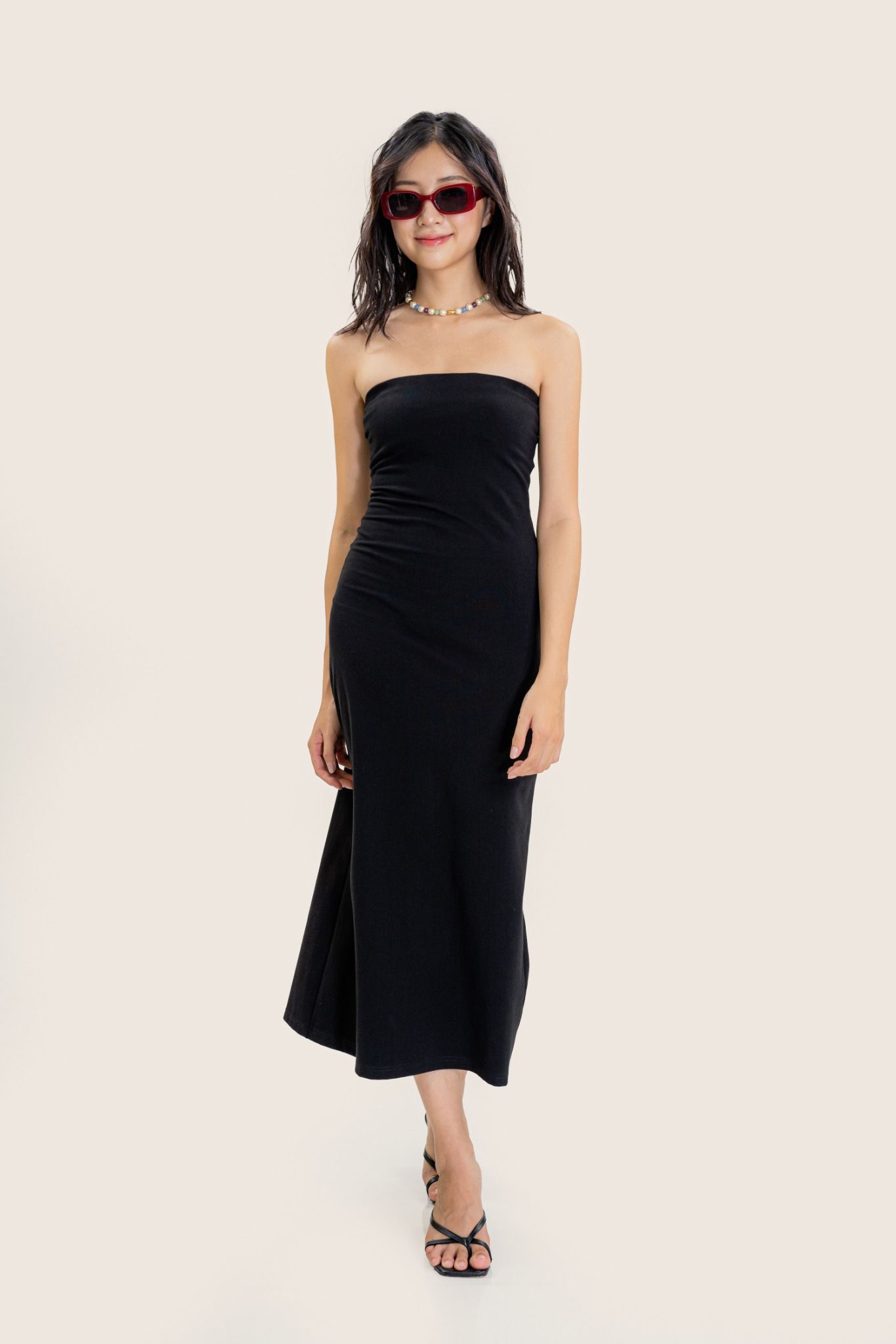 Black Strapless Midi Dress – LIBÉ