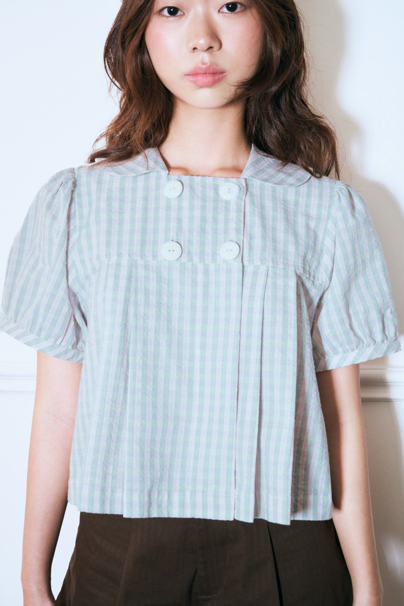  Gingham Babydoll Top 