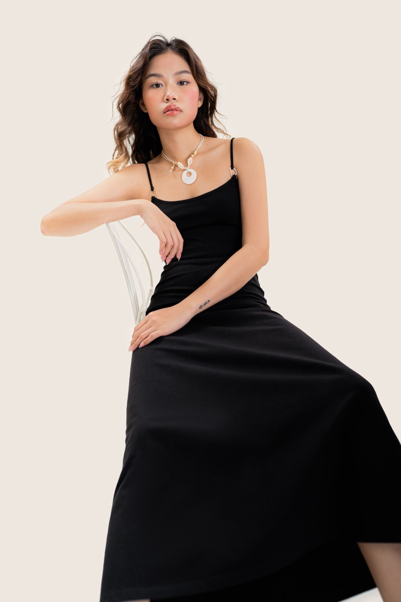  Black D-Ring Straps Maxi Dress 