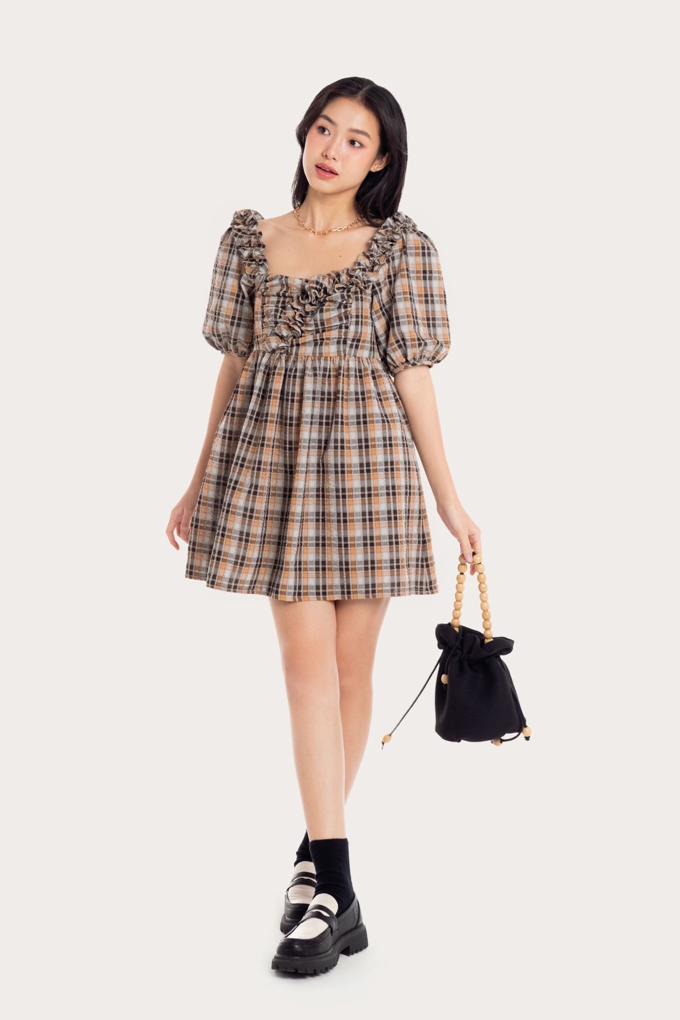 Checked Ruffle Babydoll Dress LIBÉ