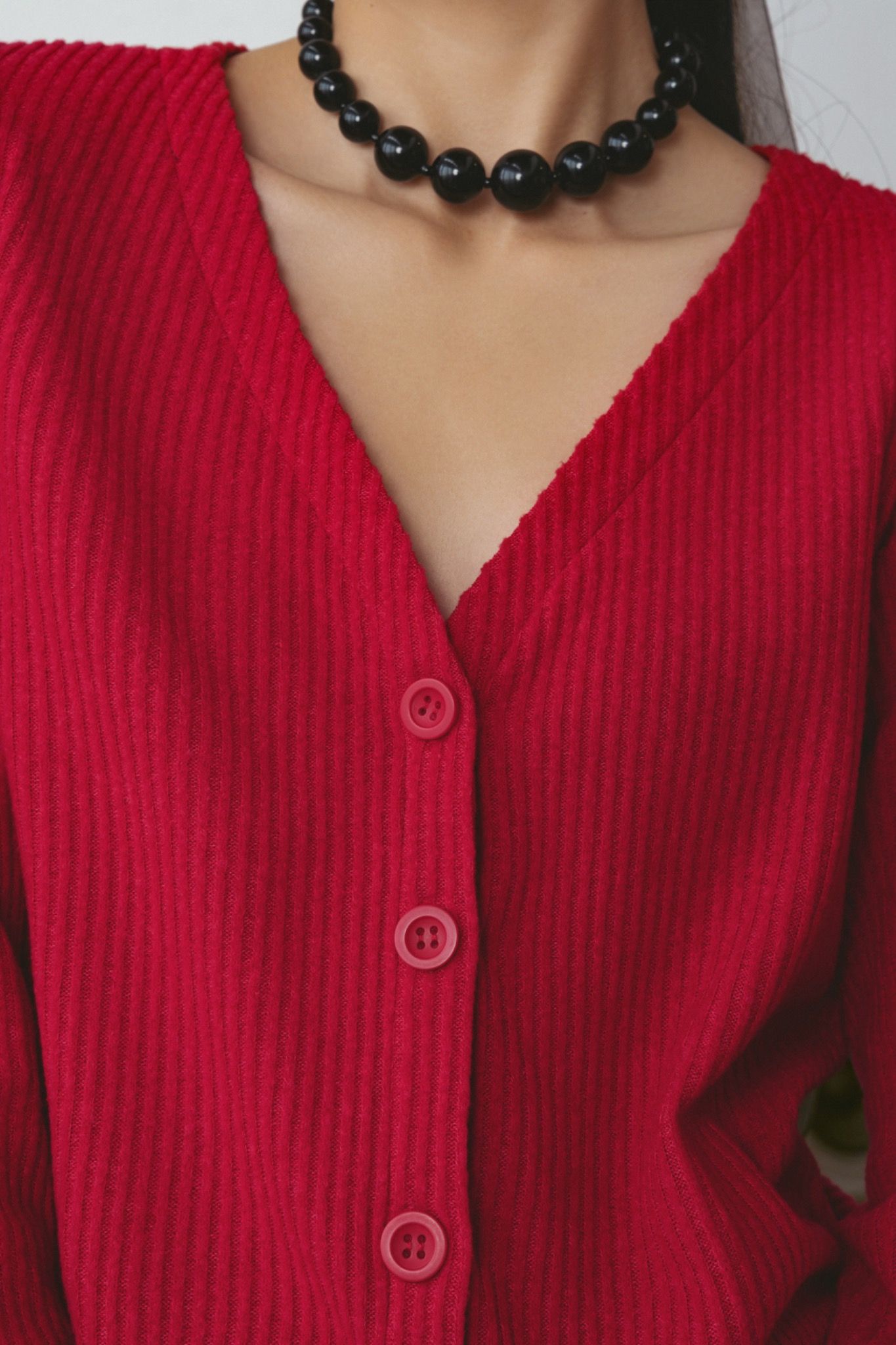  V-Neck Ribbed Cardigan 