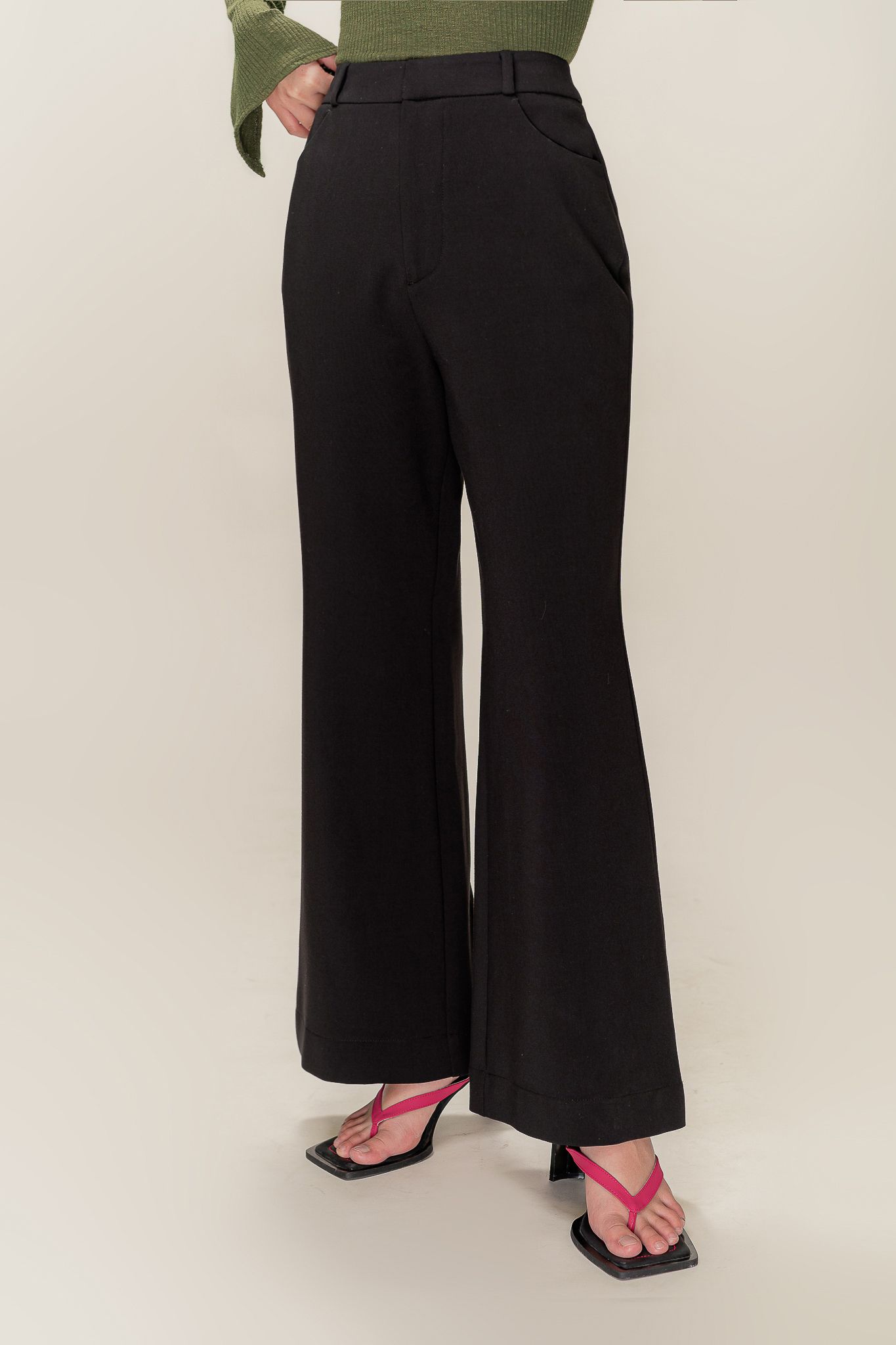  Black Slight Flare Trousers 