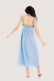  Đầm lửng - Rattan Basket Blue Embroidered Midi Dress - LIBÉ 5708 