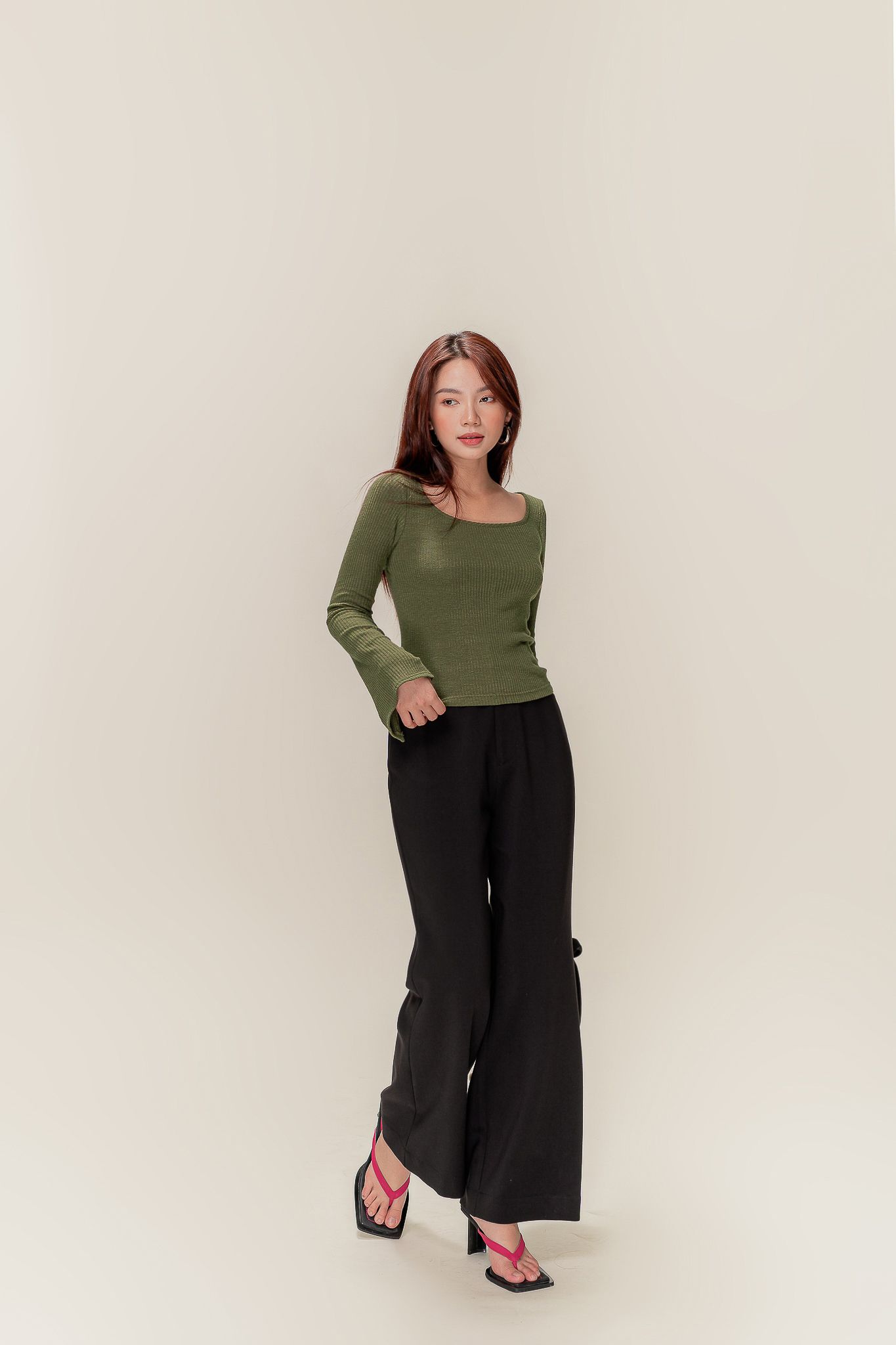  Black Slight Flare Trousers 