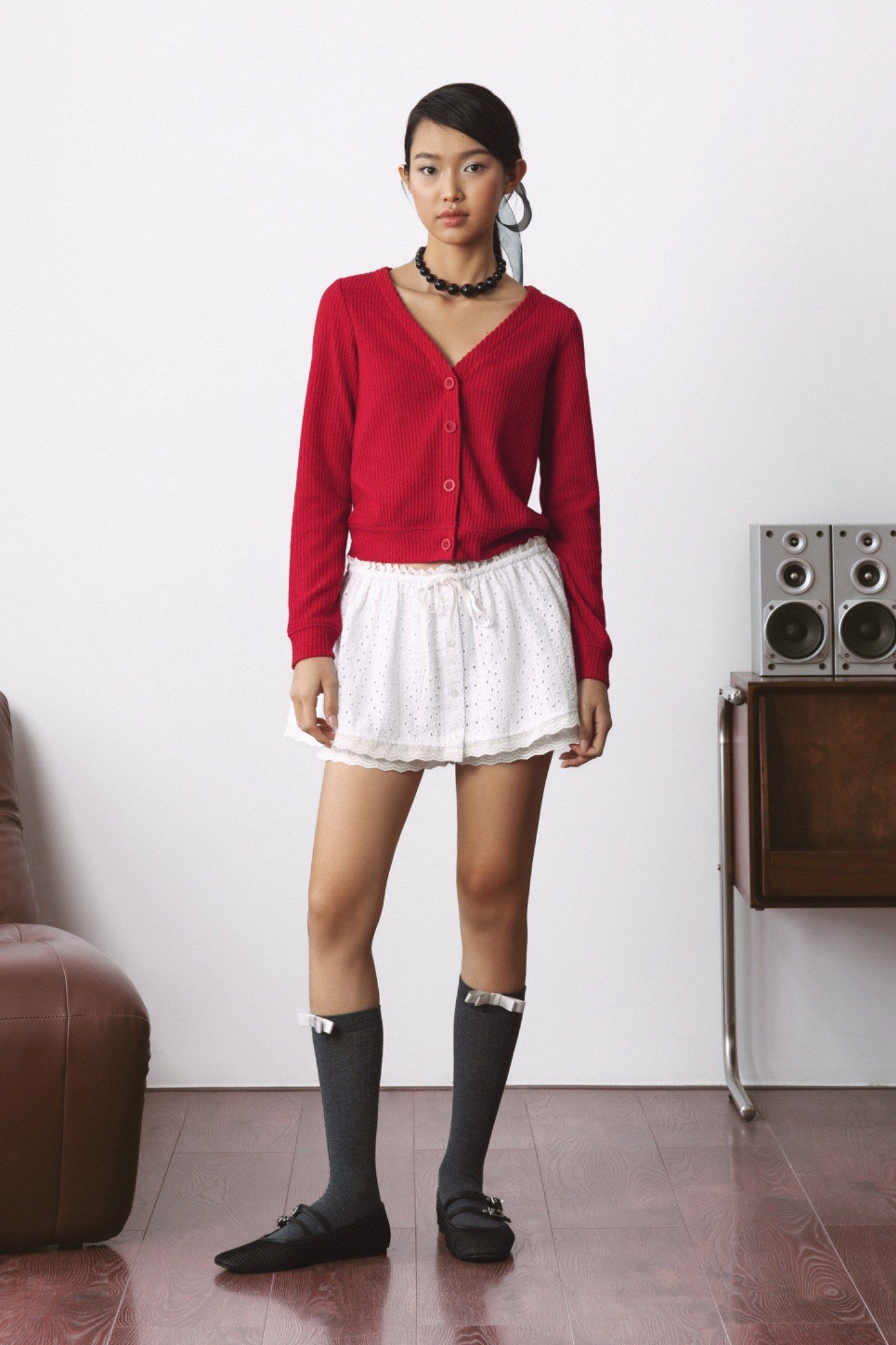  V-Neck Ribbed Cardigan 