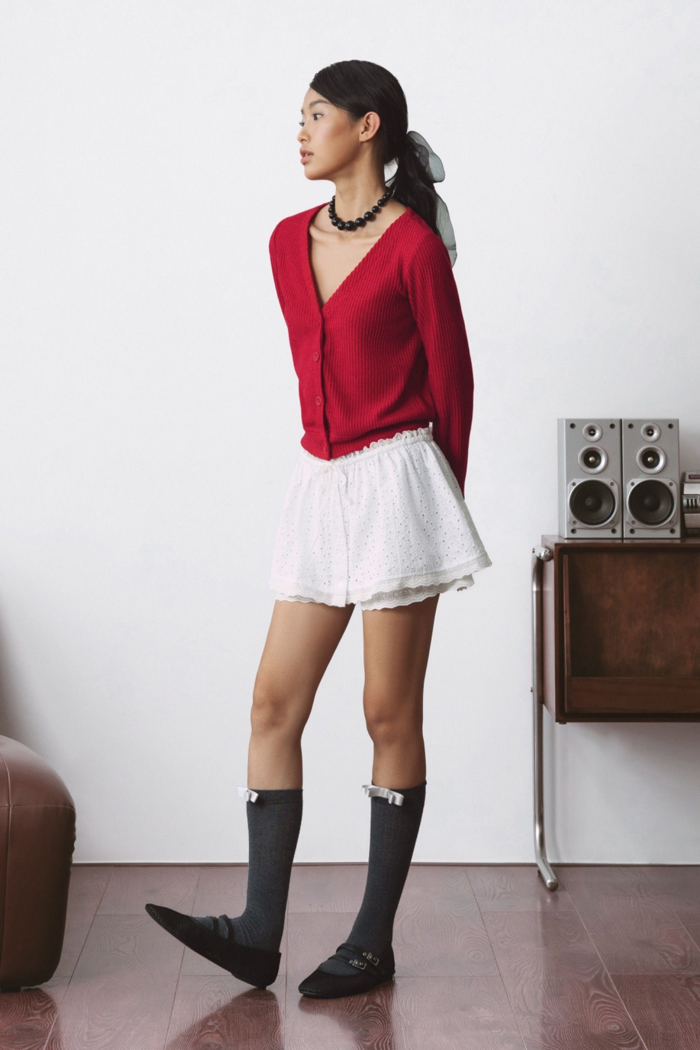  V-Neck Ribbed Cardigan 