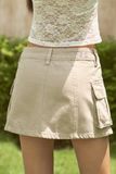  Beige Cargo Mini Skirt 