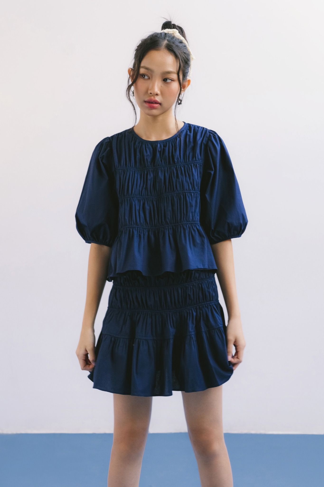  Navy Smock Mini Skirt 