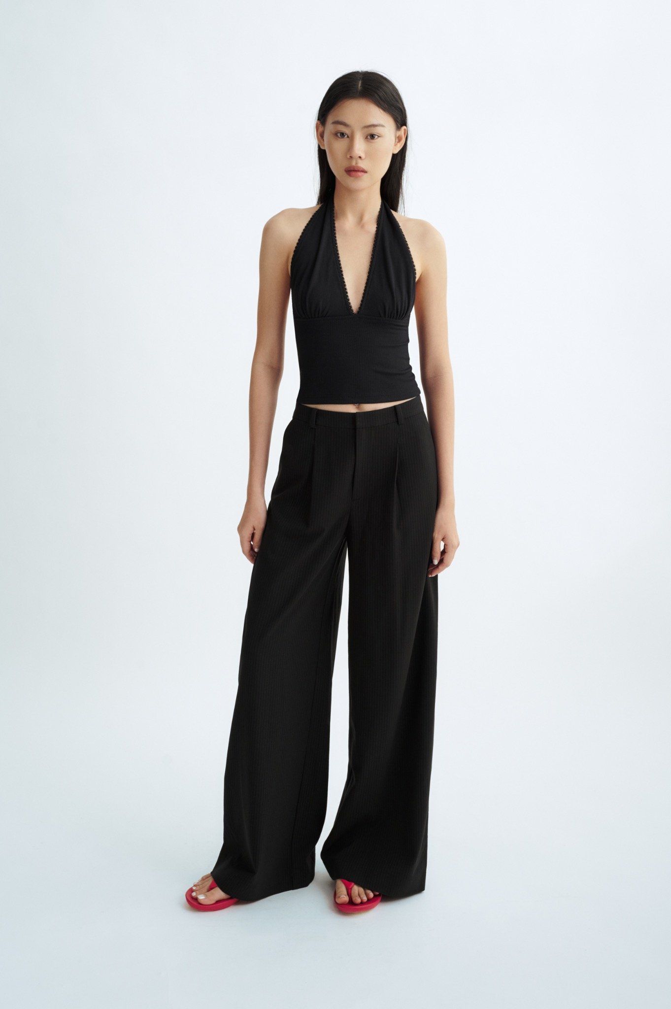  Striped Wide Leg Trousers 