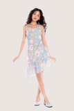  Đầm ngắn - Vintage Floral Printed Lace Hem Midi Slip Dress - LIBÉ 5780 