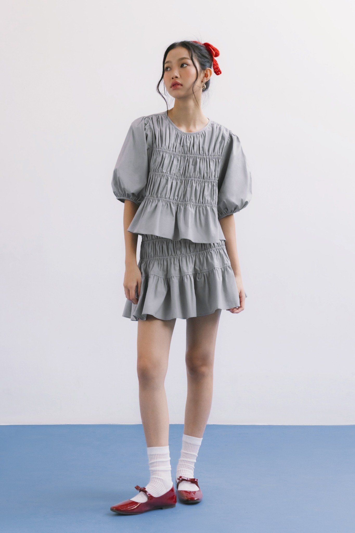  Grey Smock Mini Skirt 